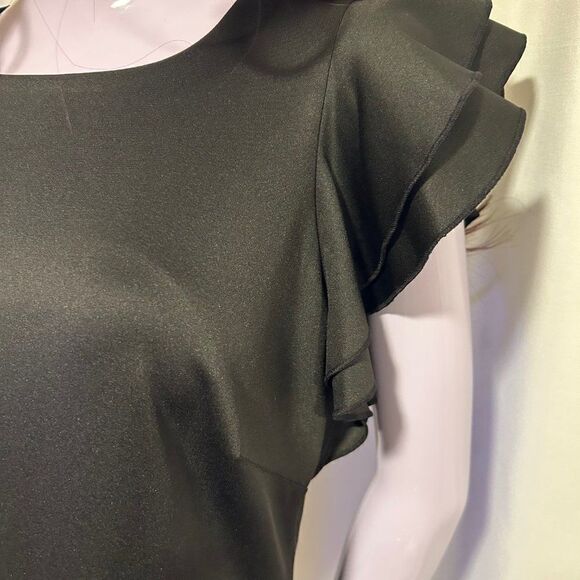 Tommy Hilfiger Scuba Crew Neck Flutter Ruffle Cap Sleeve Sheath Dress - Picture 7 of 9